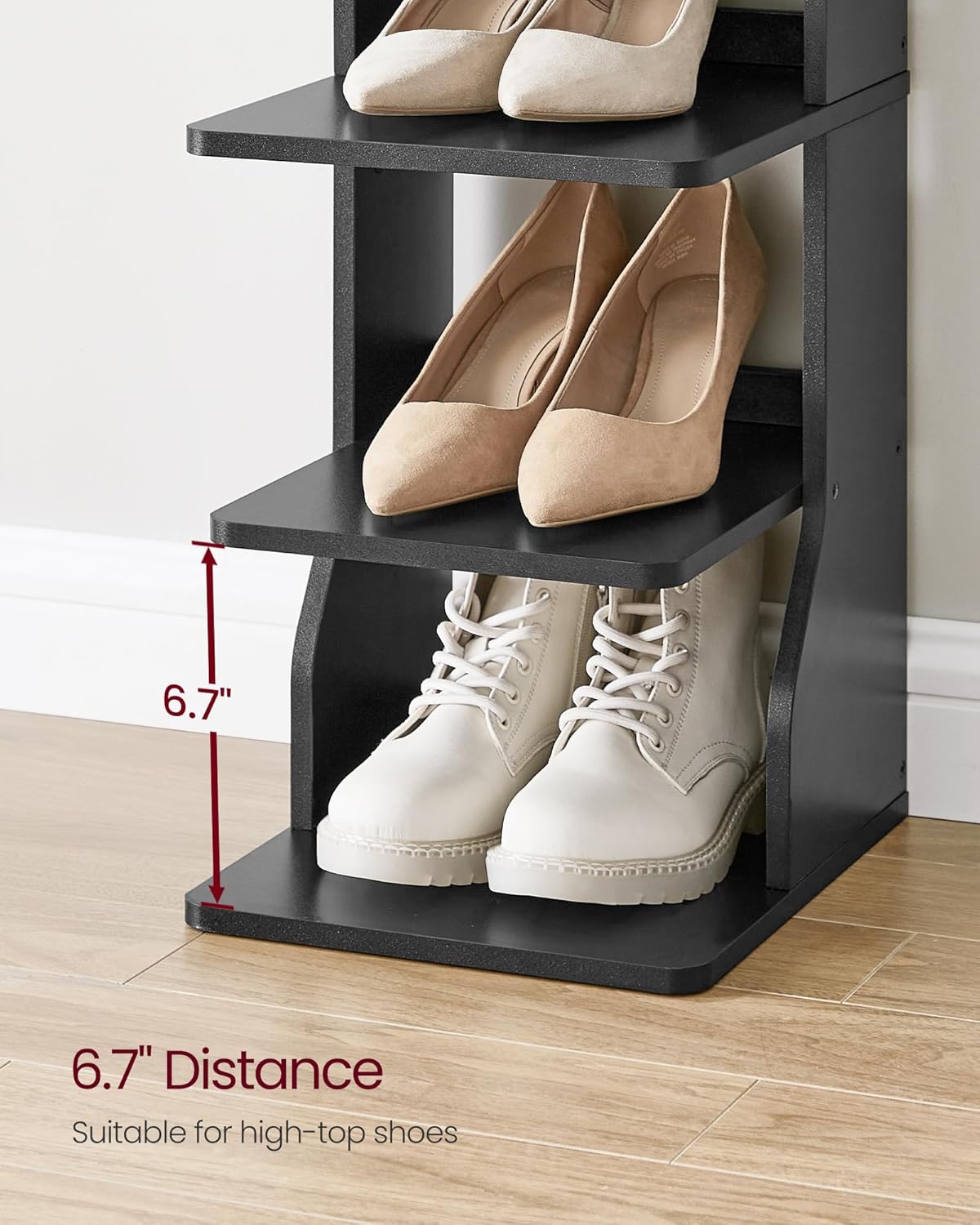Estante Vertical de Zapatos VASAGLE, 7 Niveles, Negro