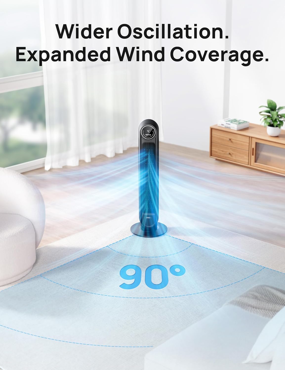 Ventilador Dreo para dormitorio, 25ft/s, 4 velocidades, DR-HTF007