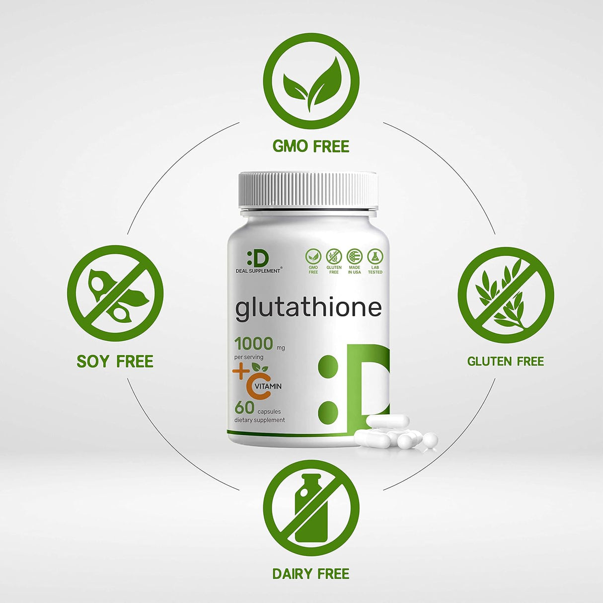 Suplemento de glutatión 1000 mg por porción 98% de pureza