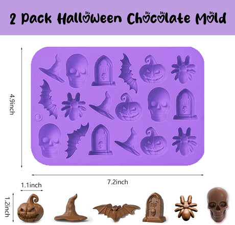 Molde de Silicona Halloween 2 Pack, 3D Calavera y Murciélago