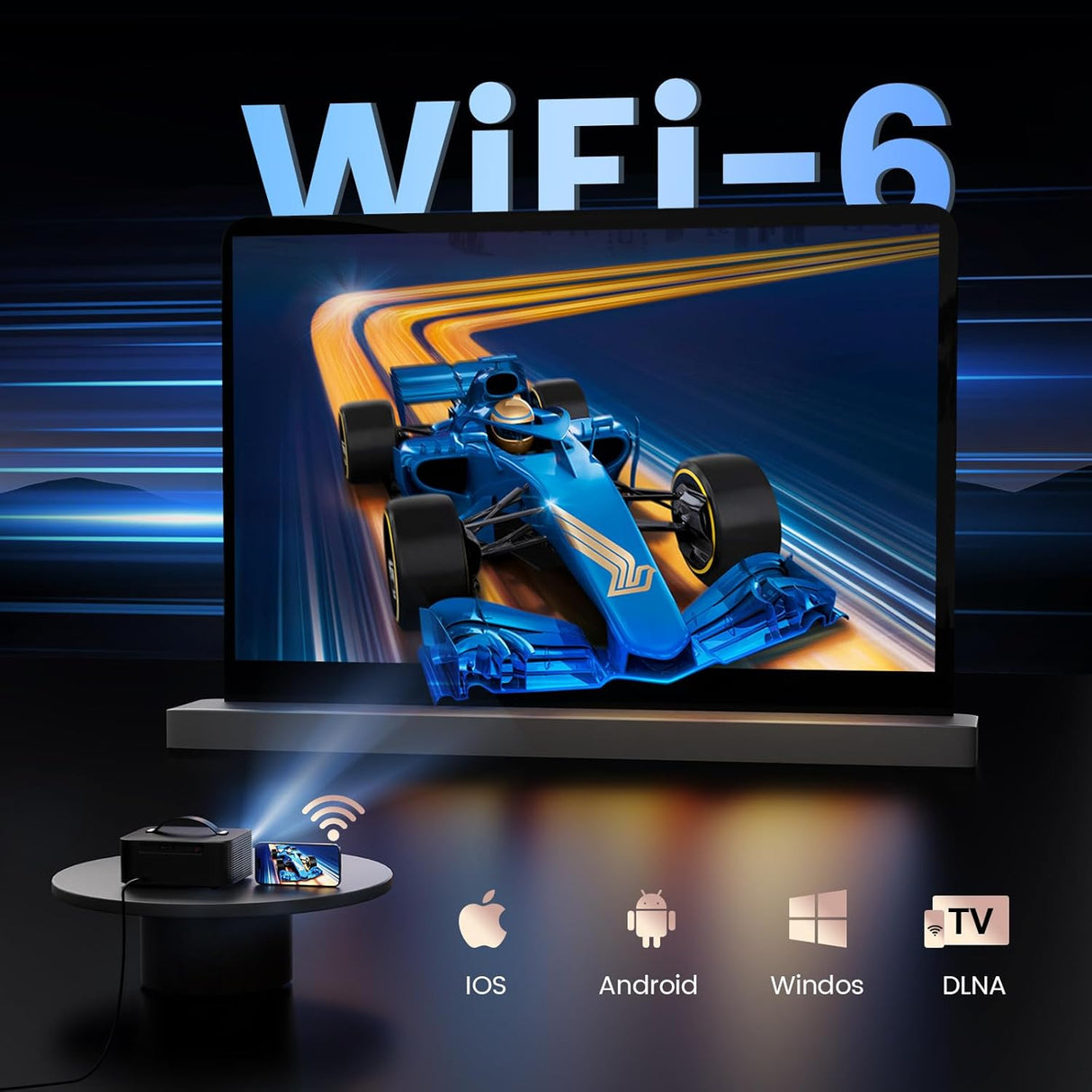 Proyector portátil ONOAYO 4K, Wifi 6, Netflix, 800 ANSI, 1080P