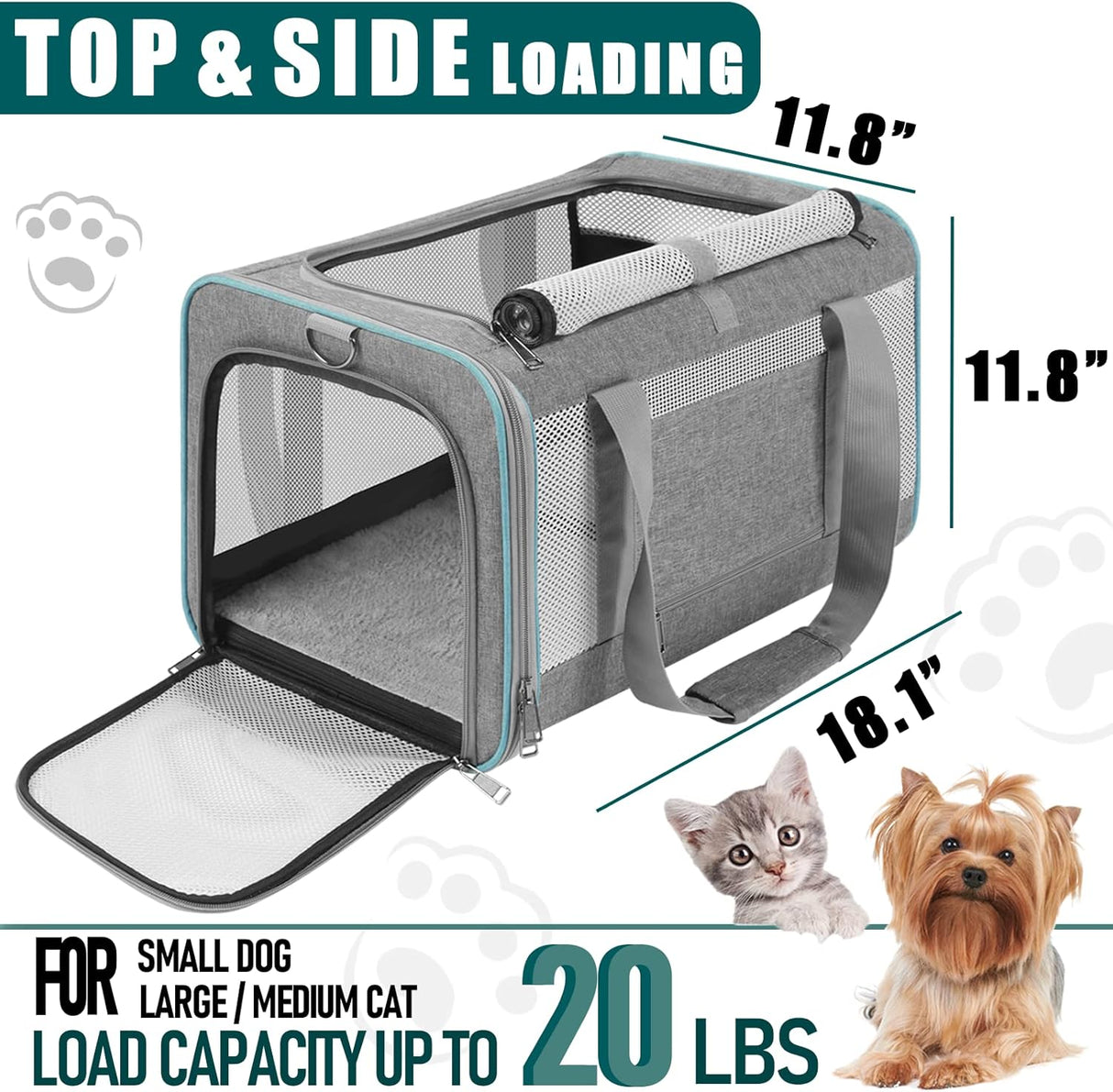 Transportador Suave para Gatos Grandes - Resistente y Colapsable