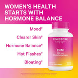 Pink Stork Suplemento DIM para Mujeres, Equilibrio Hormonal, 60 días