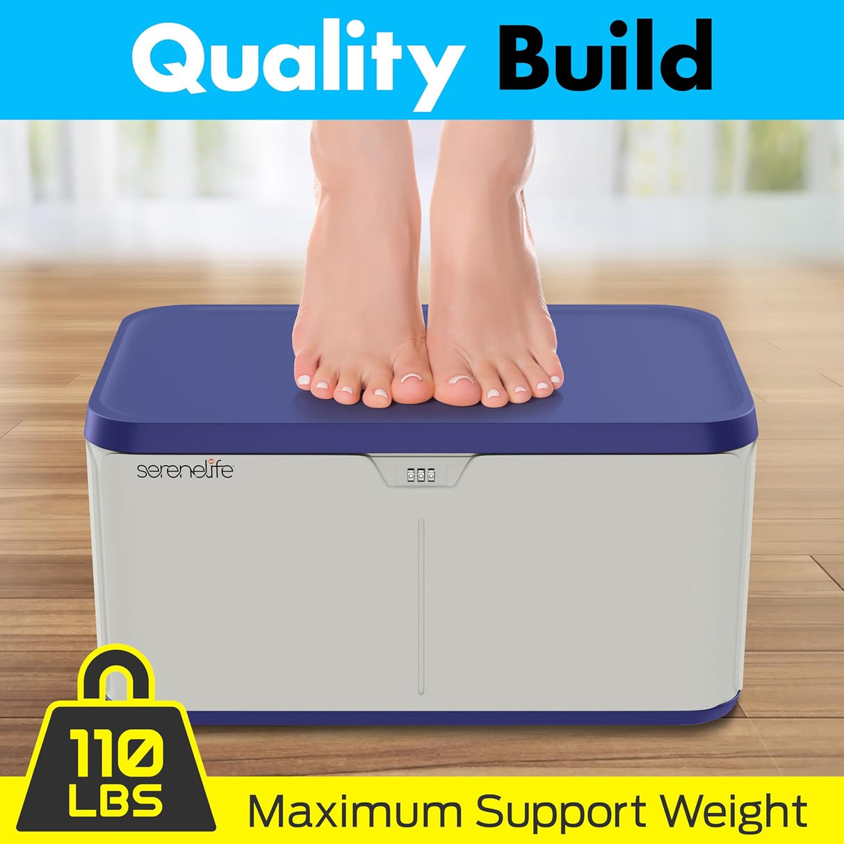 Caja de almacenamiento SereneLife 8 gal con cerradura de combinación
