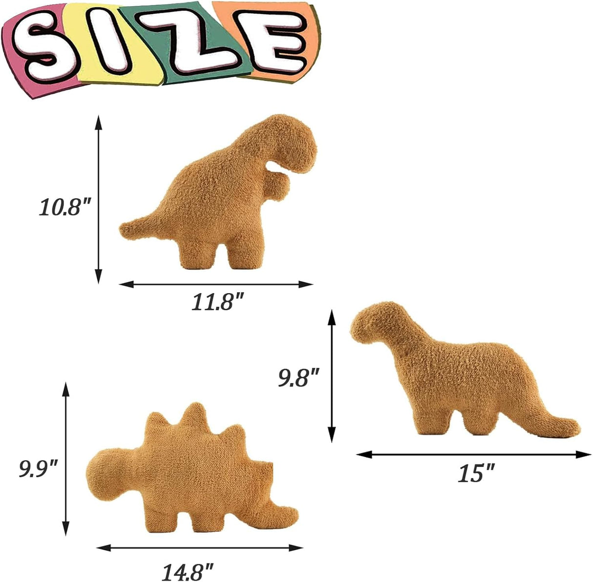 Set de 3 Cojines de Nugget Dino, Regalo Divertido Infantil