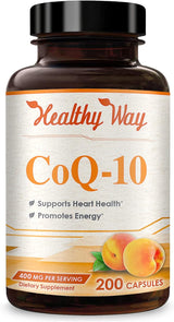 CoQ10 Saludable 400mg 200 Cápsulas Non-GMO Healthy Way