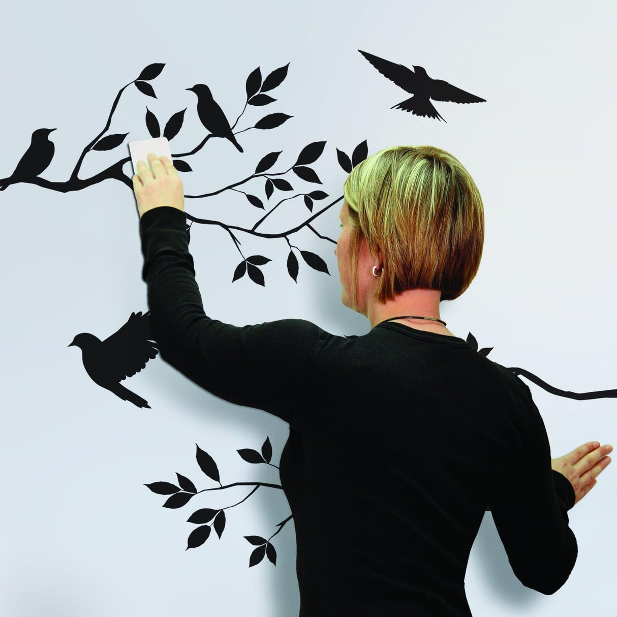 BIBITIME Vinilo adhesivo de pared de pájaro de árbol
