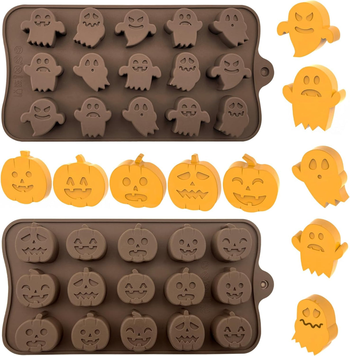 Moldes Silicona Halloween 2 Piezas para Galletas y Chocolates