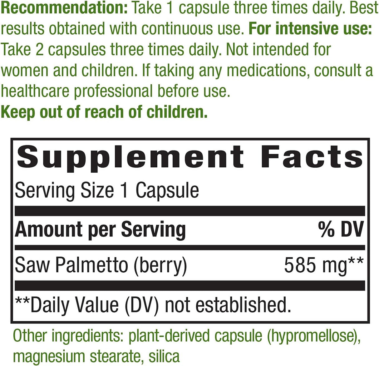 Suplemento Nature's Way Bayas de palma de sierra 585 mg
