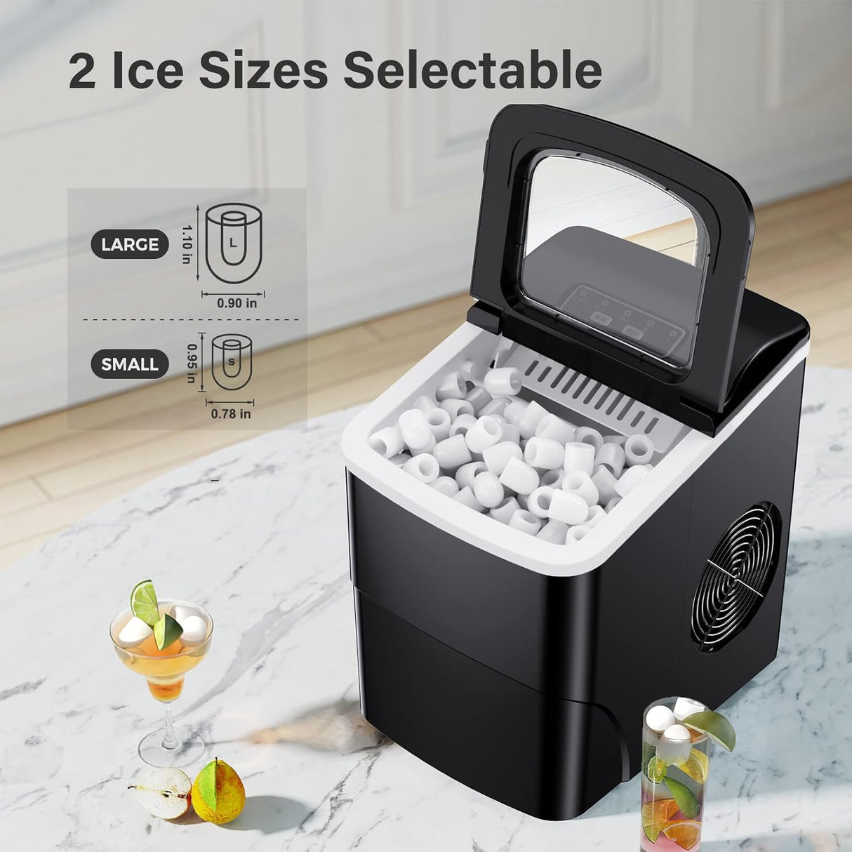 Máquina de Hielo 26Lbs/24H, Autolimpiante, Portátil, Modelo X