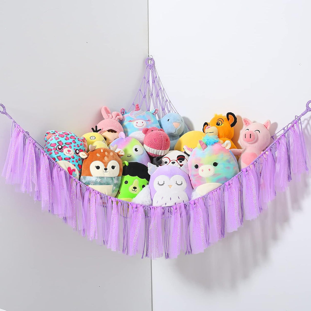 Hamaca de Almacenamiento de Peluches, Boho, Macrame, Modelo Net
