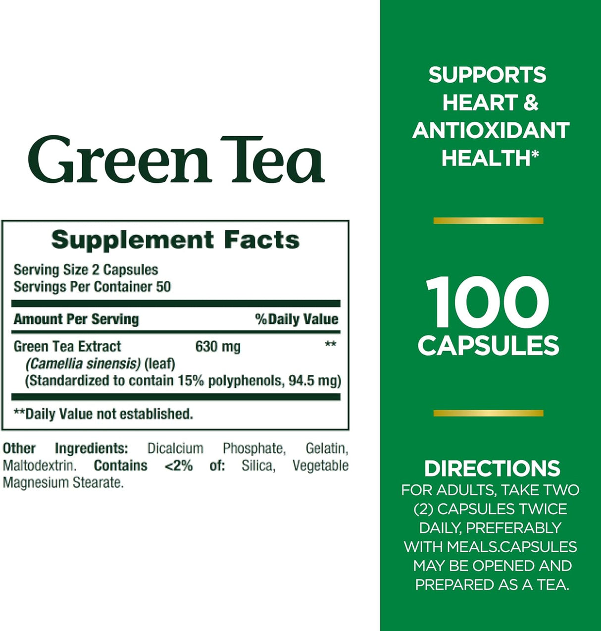 Suplemento extracto de té verde 100 und