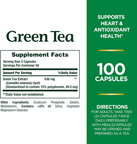Suplemento extracto de té verde 100 und