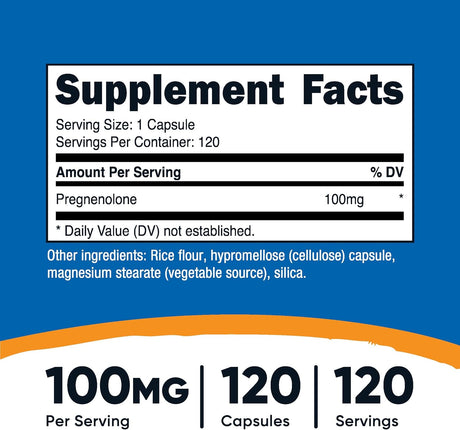 Nutricost Pregnenolona 100mg, 120 Cápsulas Vegetarianas
