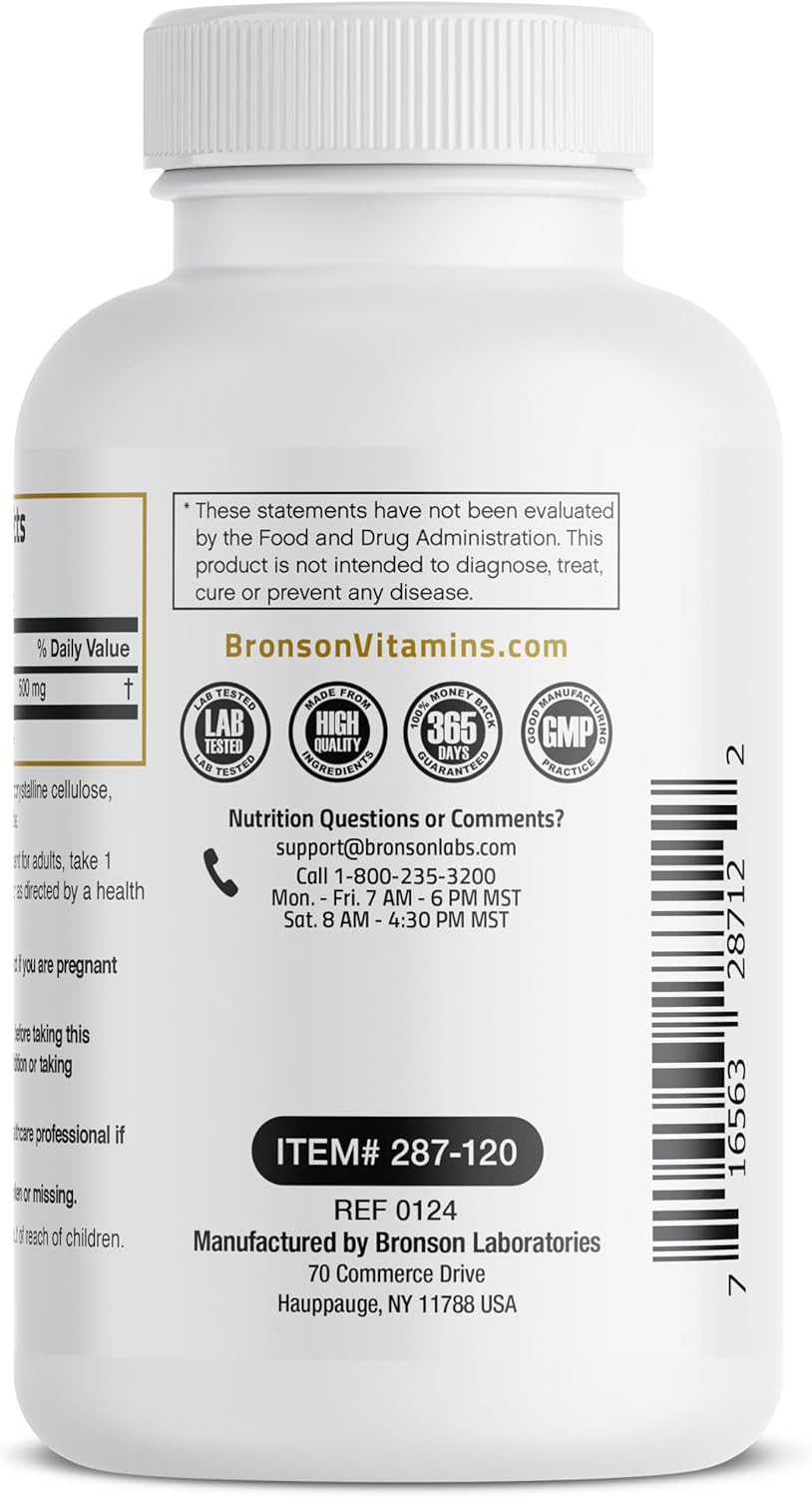 Bronson Acetil L-Carnitina 500 MG, 120 Cápsulas