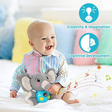 Elefante de peluche Aitbay, juguete musical para bebés 0-36 meses