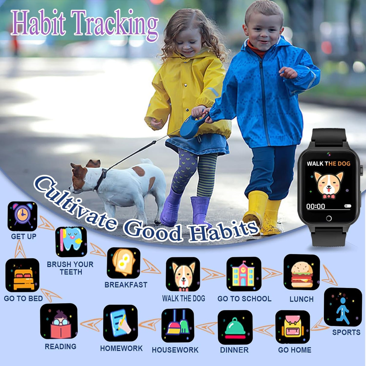 Reloj Inteligente para Niños Goodatech, 26 Juegos, Cámara HD