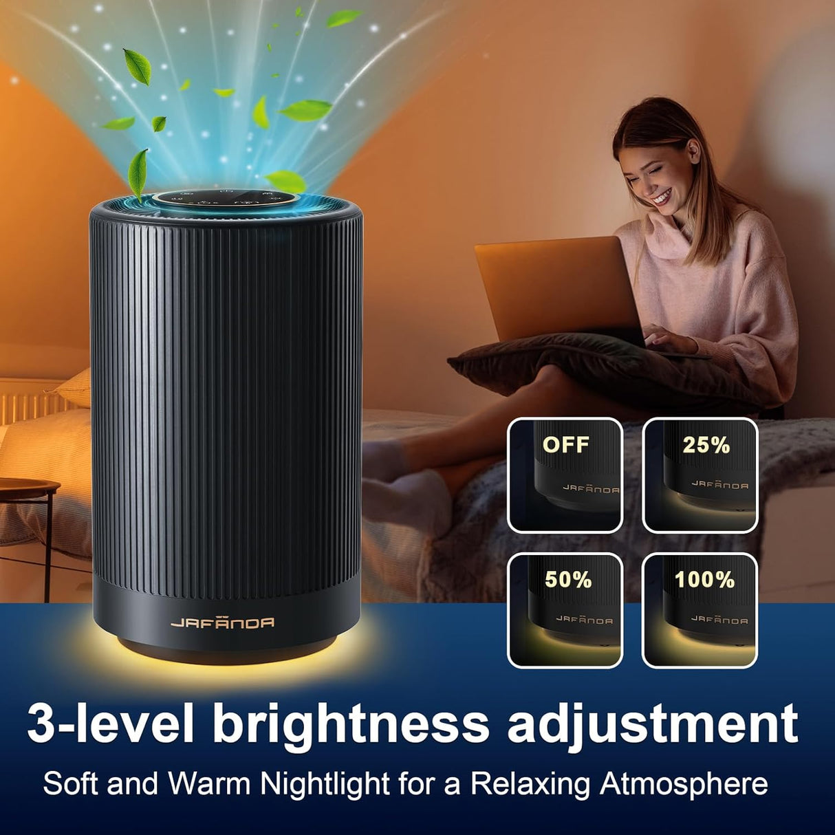 Purificador de aire con cobertura True HEPA H13 para dormitorio, 450 pies cuadrados, eliminador de polvo y polen.