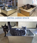 Caja de arena para gatos de acero inoxidable WENBOKMIN