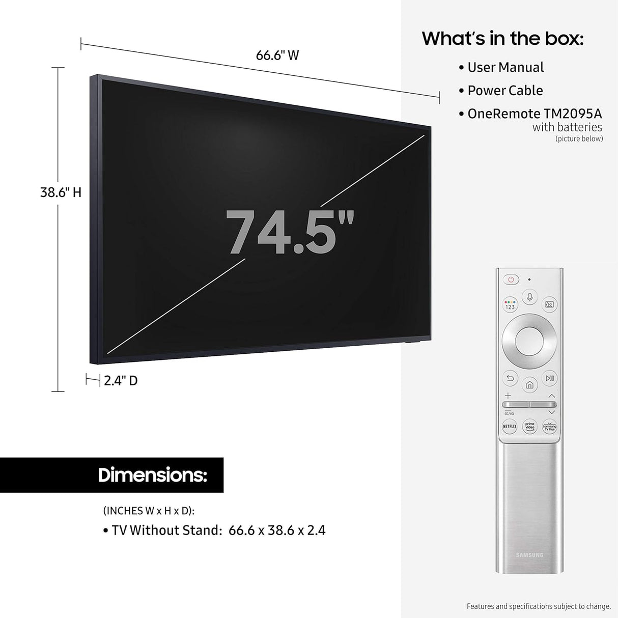 Televisor QLED 75 Samsung, 4K, Exterior, Modelo QN75LST7TAF