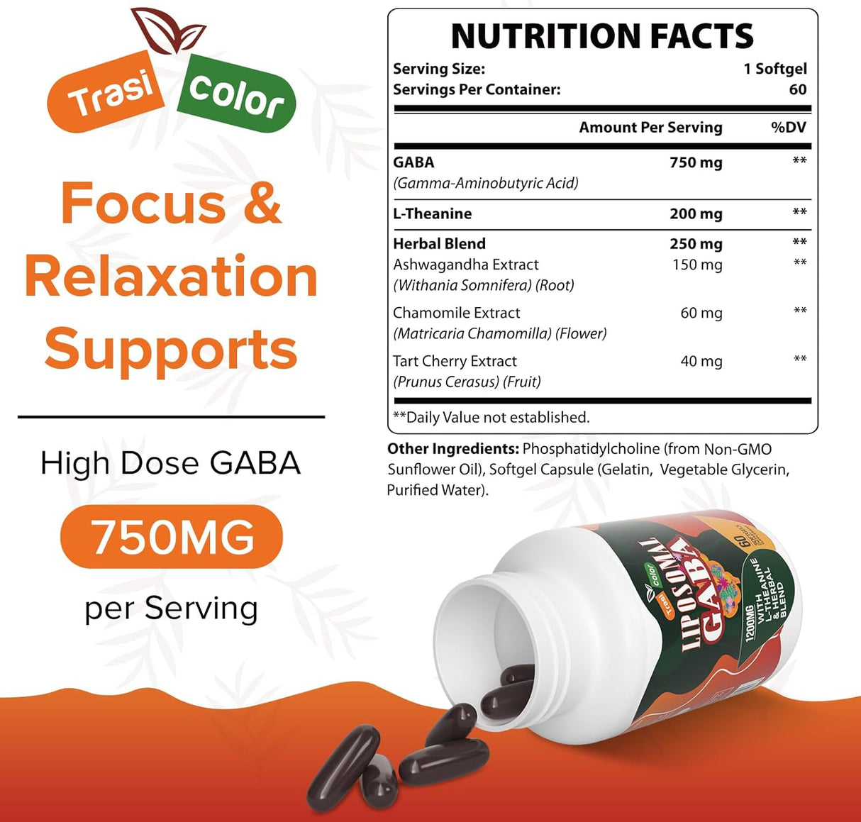Suplementos de L-teanina de 1200 mg Complejo GABA