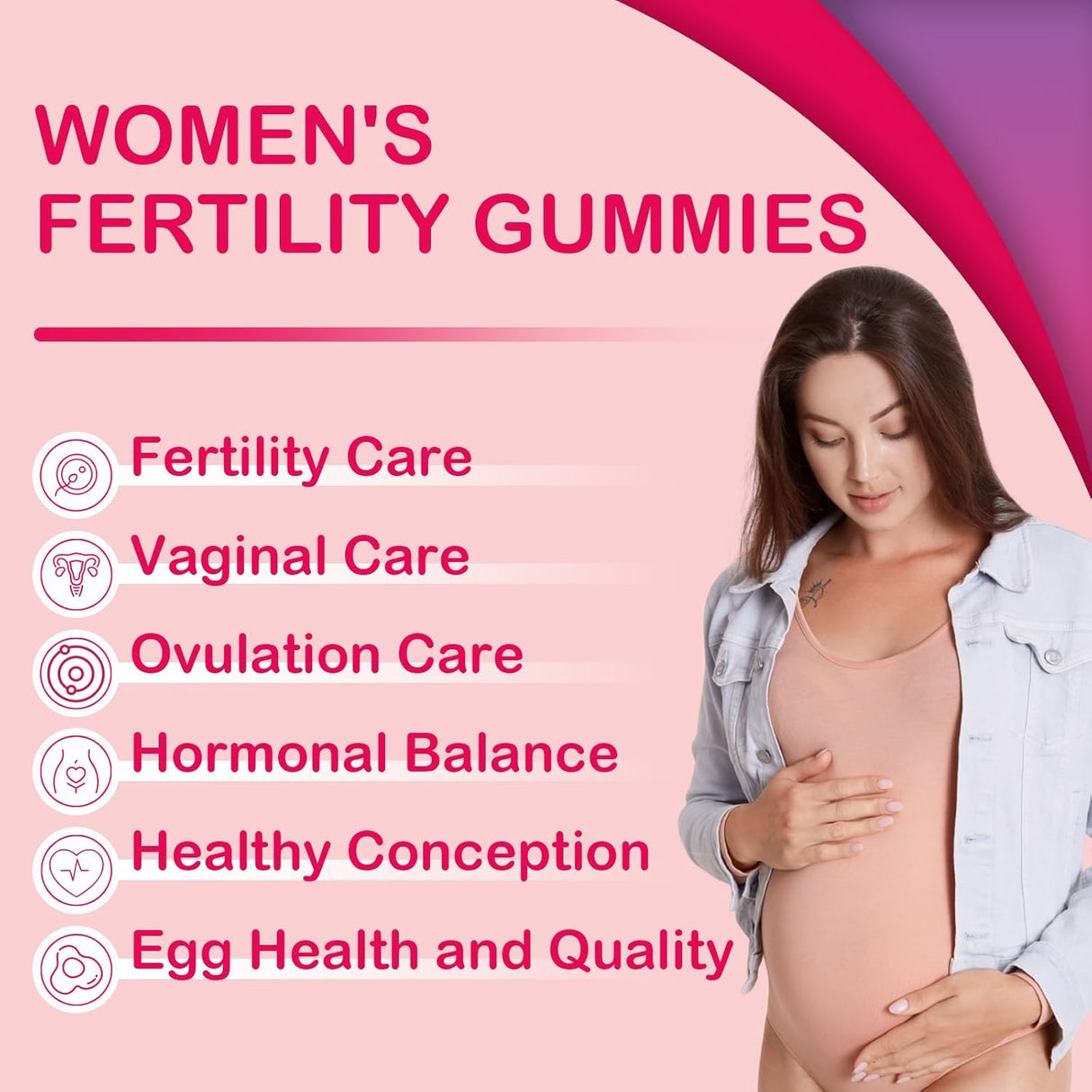 Suplemento de Fertilidad para Mujeres, 60 Gummies, con Inositol, Folato