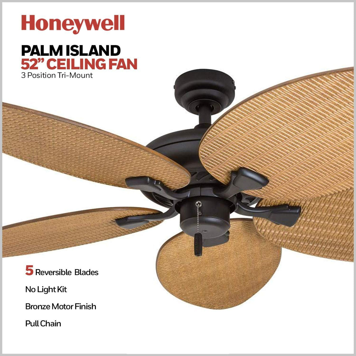 Ventilador de techo con diseño de palmera de 52 pulgadas