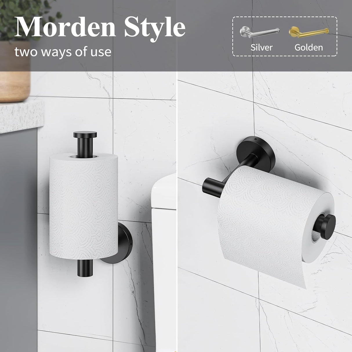Soporte de pared para papel higiénico, resistente y redondo