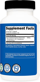 Nutricost Turkesterona Suplemento 600mg, 120 cápsulas