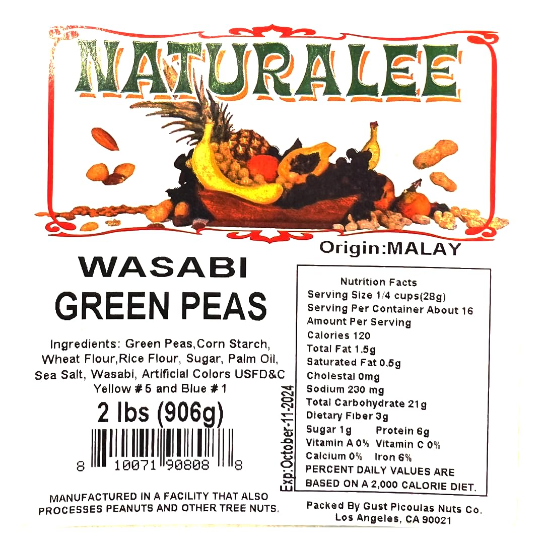Guisantes Wasabi Naturalee 2 lb - Snack Vegano, Alto en Fibra