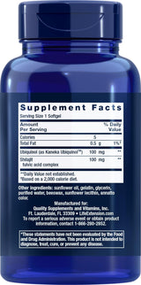 COQ10 Life Extension Super Ubiquinol 100mg Mitochondrial 90 cápsulas