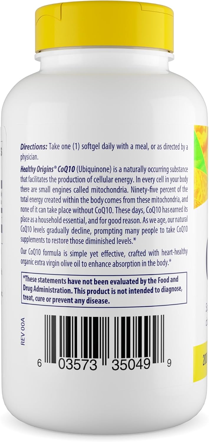 CoQ10 Saludable Origins 200mg Energía Corazón 150 Cápsulas