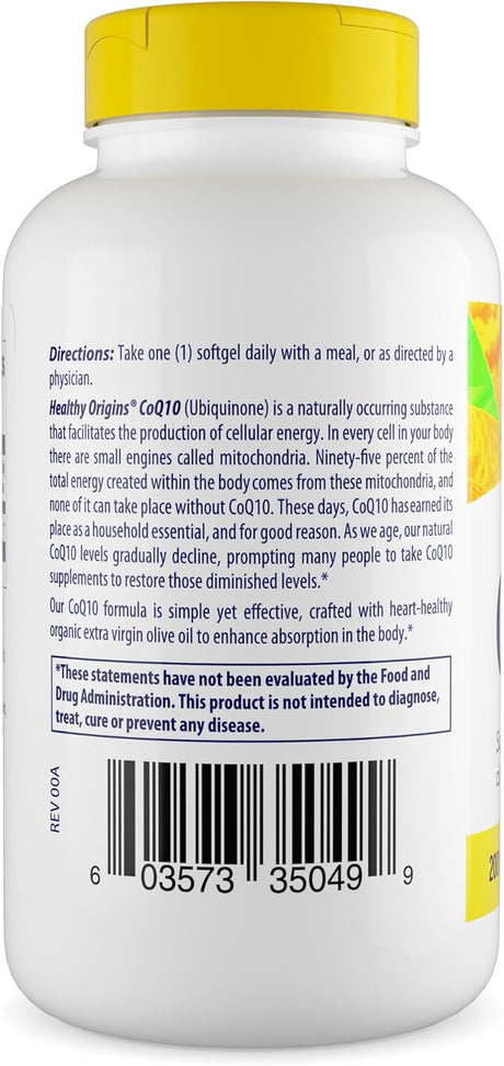 CoQ10 Saludable Origins 200mg Energía Corazón 150 Cápsulas