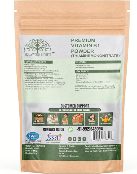 Vitamin B2 Riboflavina en Polvo 50g Sin Marca