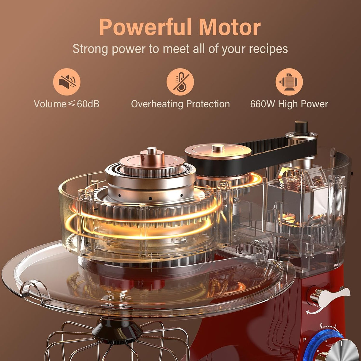Batidora de pie 3 en 1 10 velocidades 660W 6QT, modelo 660W