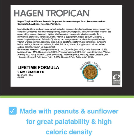 Hari Hagen Tropican Lifetime Formula Loro Food, 8 libras.