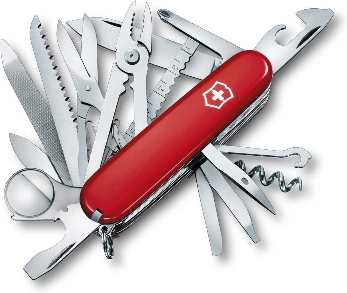 Navaja suiza de bolsillo para multiples usos de color rojo