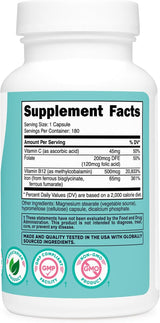 Suplemento Nutricost Hierro para mujeres de 65 mg, 180 cáp