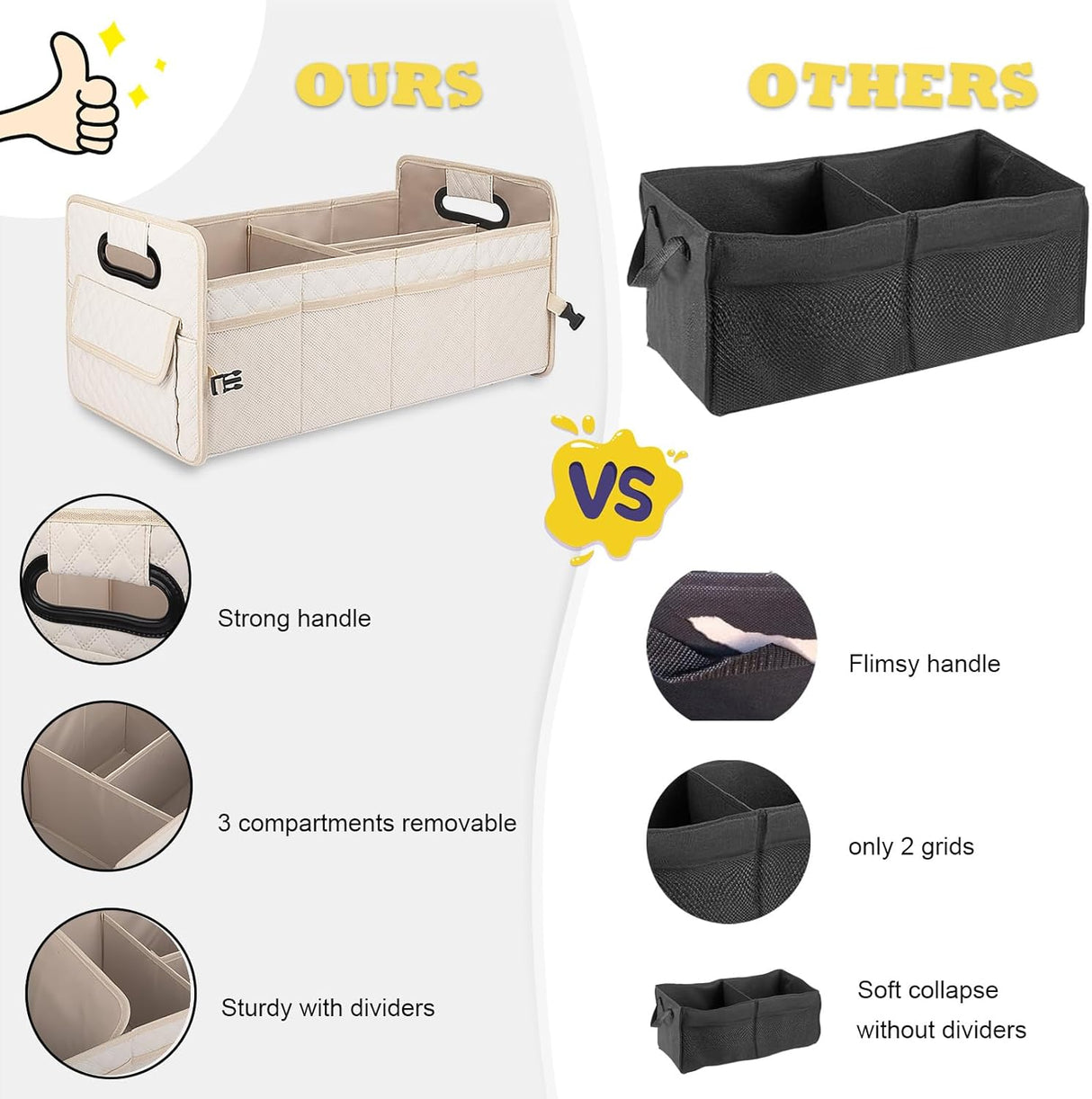 Organizador de Maletero JiatuA, Collapsible, Multi Compartimentos