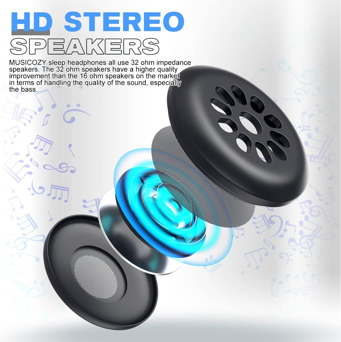 Auriculares Bluetooth para dormir MUSICOZY, ultra delgados, 5.2