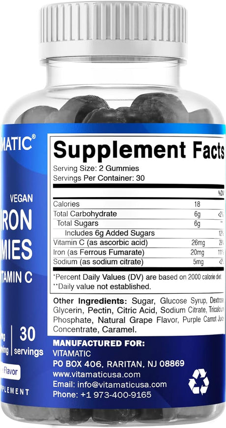 Suplemento gomitas hierro de gran sabor con vitamina C 60 un