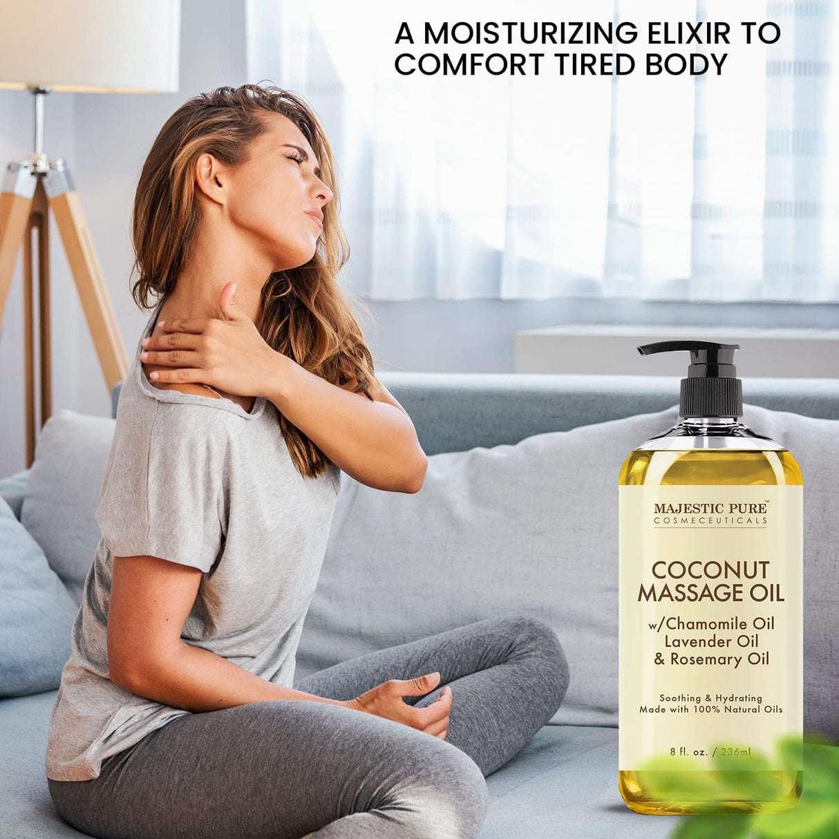 Aceite de masaje de coco con aroma calmante MAJESTIC PURE