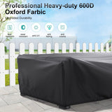 BROSYDA Fundas para muebles de patio, resistente al agua, 600D, para muebles de exterior, juego de fundas para sofá seccional, fundas para mesa y silla, 128 pulgadas de largo x 83 pulgadas de ancho x 28 pulgadas de alto