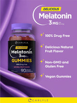 Carlyle Gomitas de dormir de 3 mg  90 unidades sabor a fruta