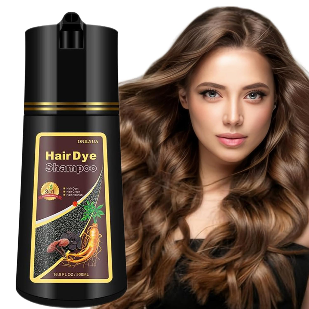 Shampoo de tinte 3 en 1 para mujeres y hombres Fvquhvo