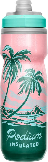 CamelBak Podium Chill Botella de agua aislada para bicicleta, botella fácil de apretar, se adapta a la mayoría de jaulas de bicicleta, 21 onzas, tropical