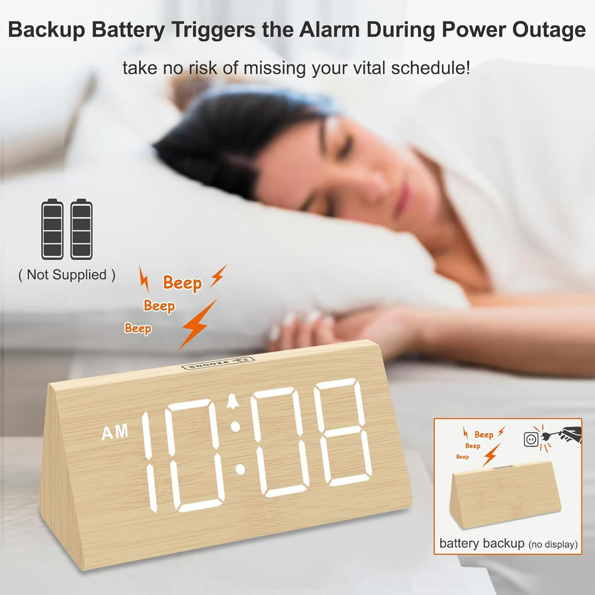Reloj Despertador Digital DreamSky con USB , Modelo 2023
