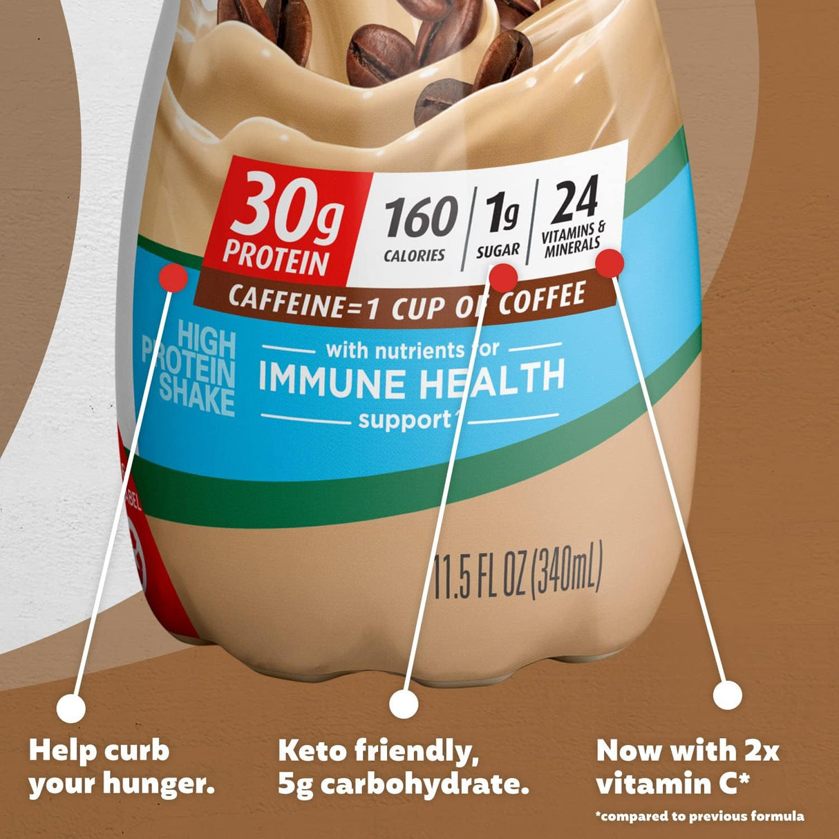Batido de proteína sabor a café latte paquete de 12