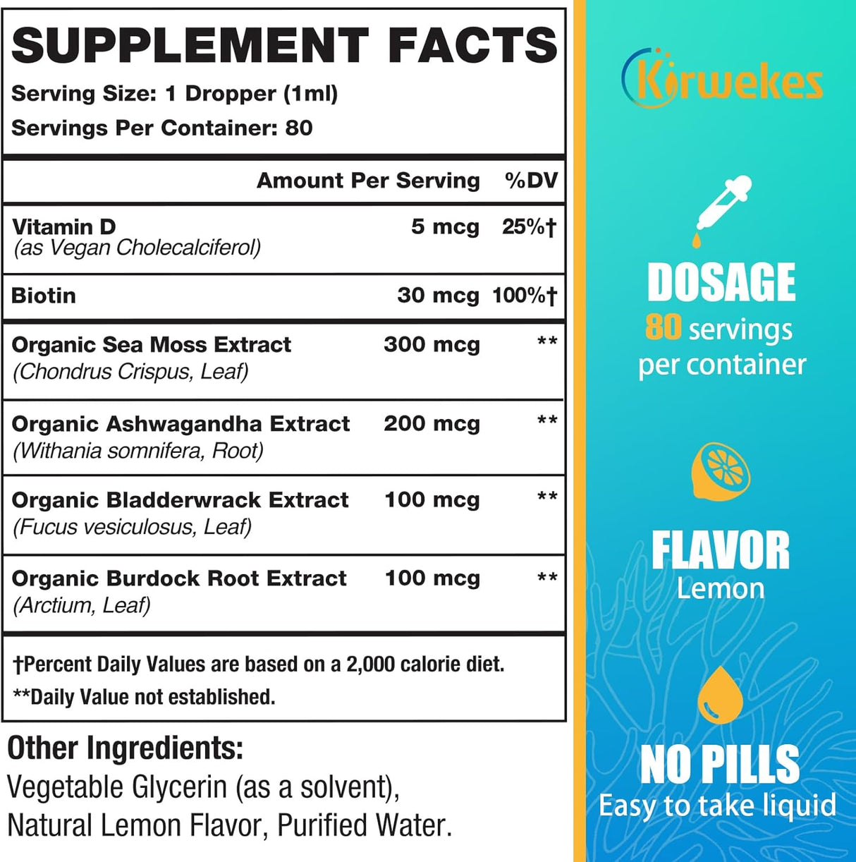 Sea Moss & Ashwagandha Drops - 80 Servings, 10X Potency