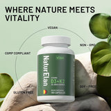 Suplemento Vitamina D3 K2 200mcg 180caps, Vegano, Sin GMO